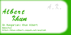 albert khun business card